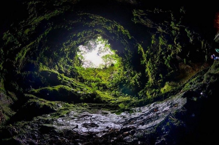Algar do Carvao grottan Azorernas öar landmärken