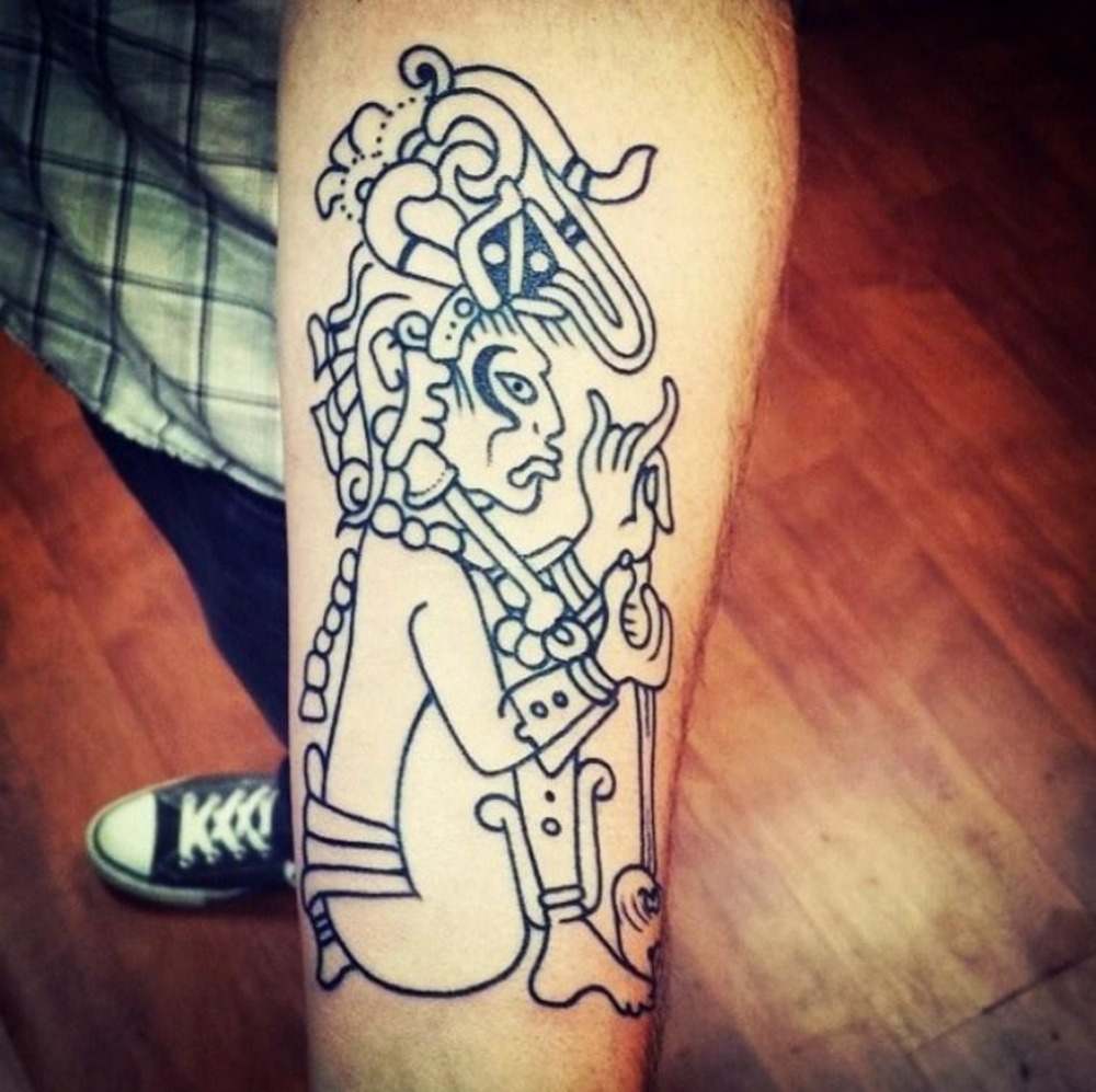 enkel aztec tatuering traditionellt symbolisk