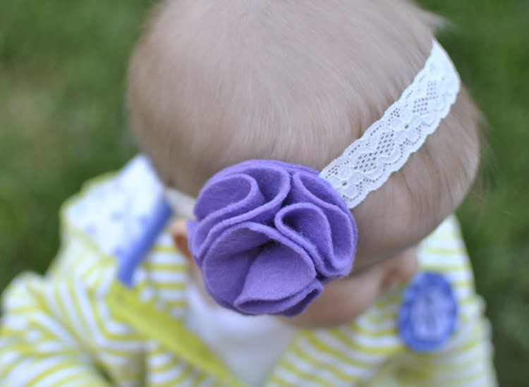 Gör din egen baby huvudband instruktioner-filt-blomma-lila