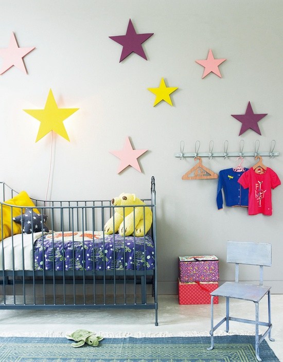 baby barnkammare dekorera stjärna vägglampa baby säng