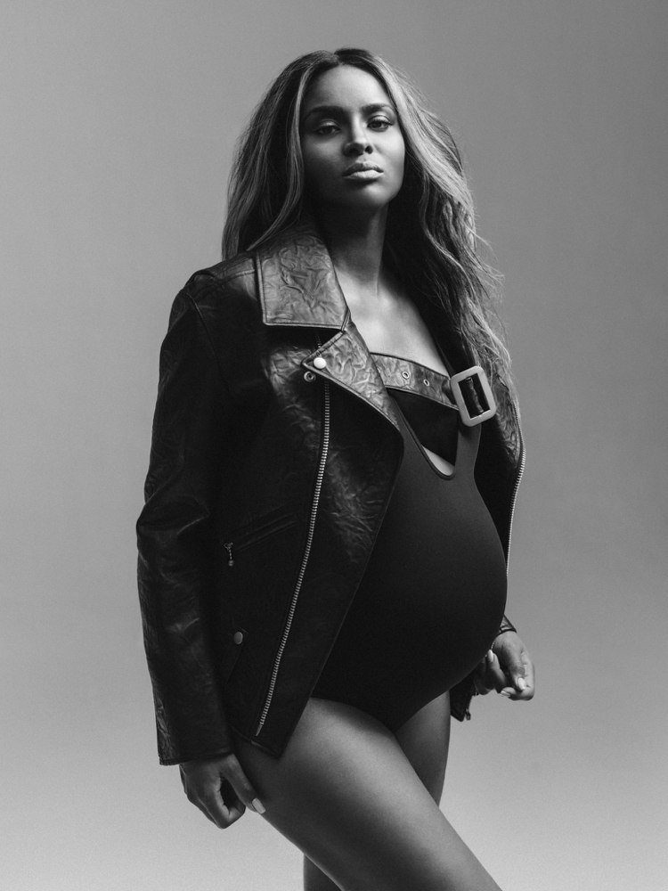 babybumpfoton-gör-det-själv-graviditetsfoton-idéer-stjärnor-läder-jacka-rocky-ciara