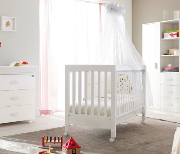 Babysäng helt vita sängmöbler idéer babyrum