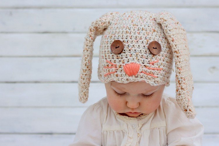 baby-gåvor-födelse-kanin-hatt-virkade-öron-ögon
