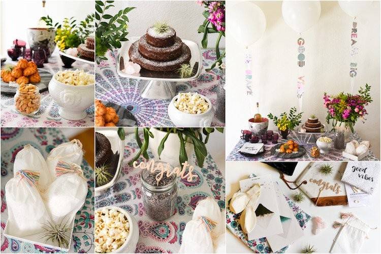 bordsdekorationer idéer baby shower gynnar tårta äta