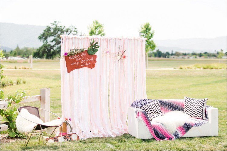 baby shower party i trädgården boho stil photobooth