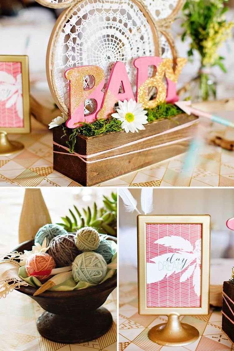 deco idéer baby shower party bohemisk stil dekoration