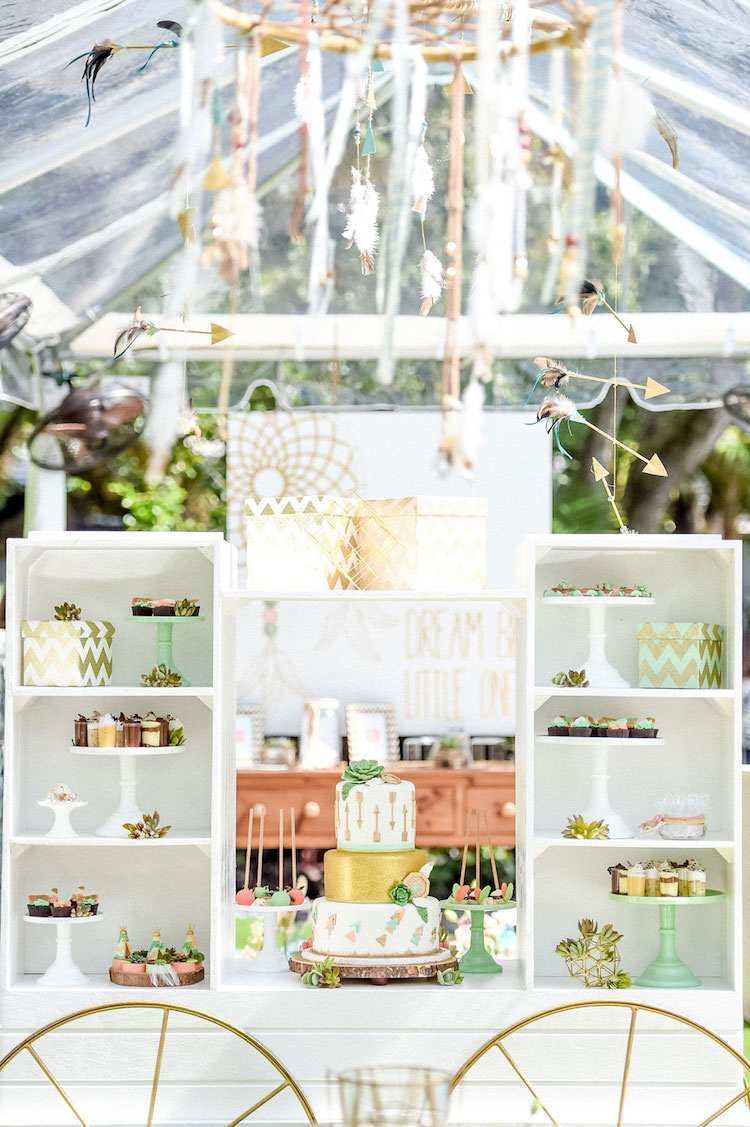 boho baby shower dekoration trädgård partytäcke dekoration naturliga toner godis bord