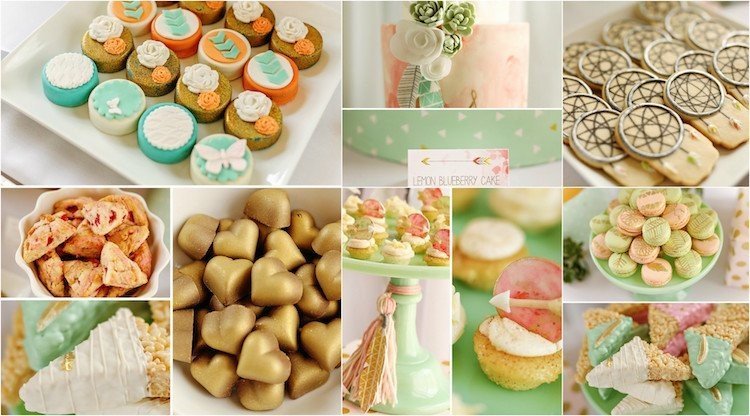 boho baby shower mat idéer godis kakor kakor cupcakes