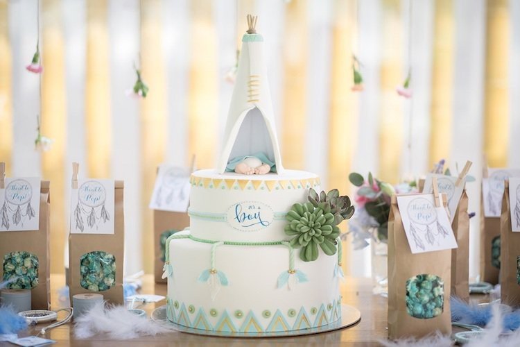 baby shower cake fondant tipi baby decoration candy bags