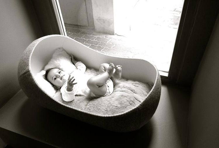 filt baby sova säng ull design säng natur
