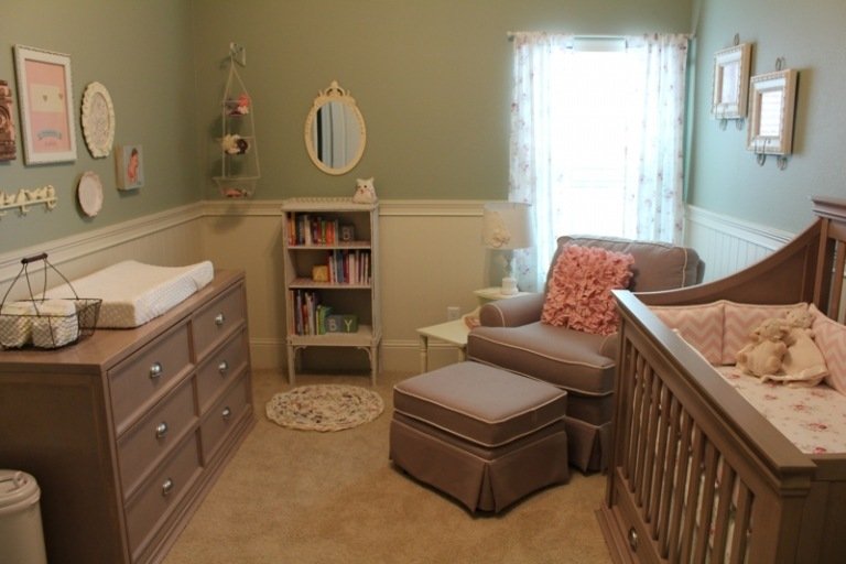 barnrum inrättade romantiska möbler pastell fåtölj byrå
