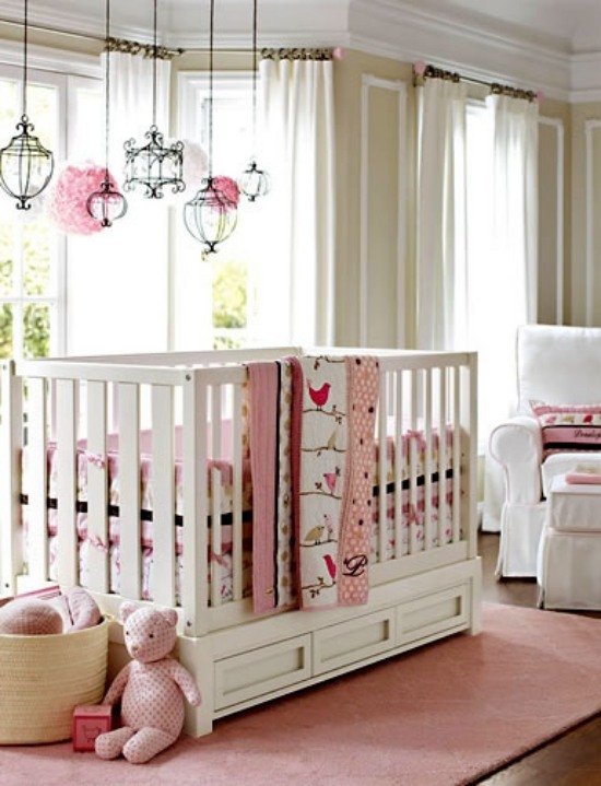 rosa flickor rum idéer för små baby rum design