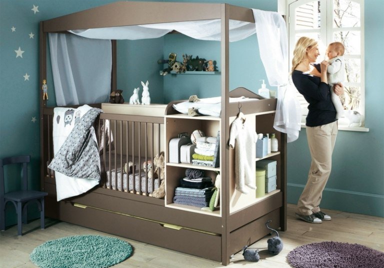 barnrum inredning multifunktionella möbler skötbord garderob säng