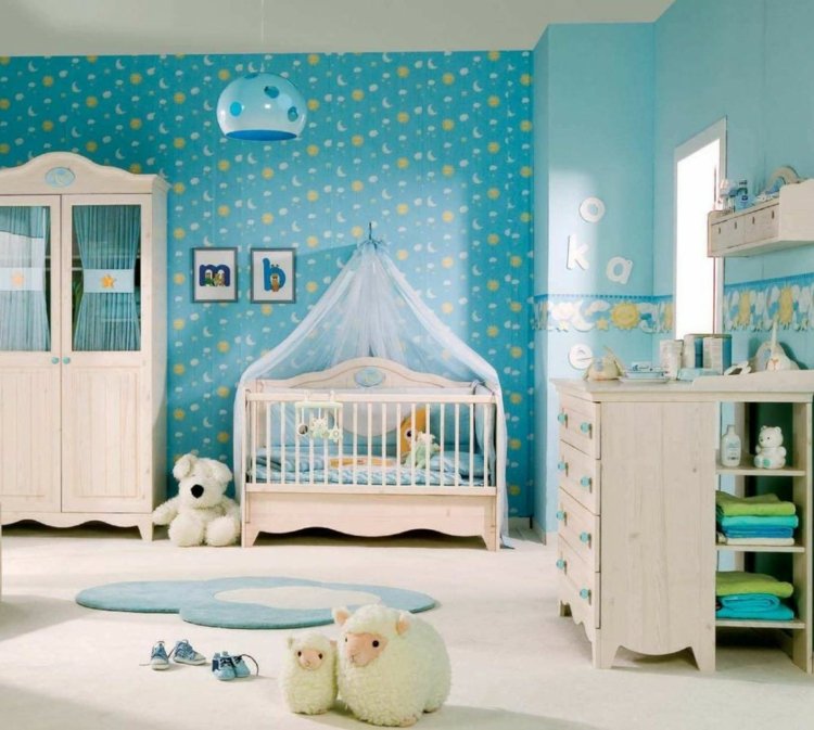 design barnrum blå-vägg-måla-tapeter-pojke-design-himmelsäng matta