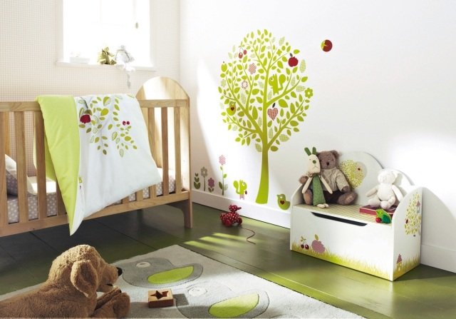 babyrum-inspirationer-skog-djur-gröna-dekorationer