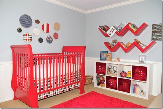 Baby-room-design-dekoration-idéer-röda-möbler