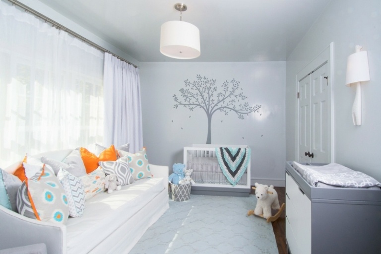 Babyrum-vit-träd-vägg design-idéer-DIY