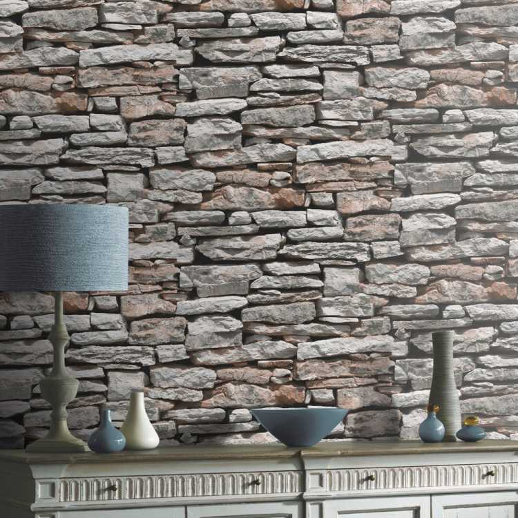 tegel-tapet-vägg-design-natursten-skänk-deco-vintage-grå-blå
