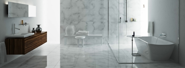 Toppmodern-badrum-med-marmor-kakel-badkar-i-dusch-skåp
