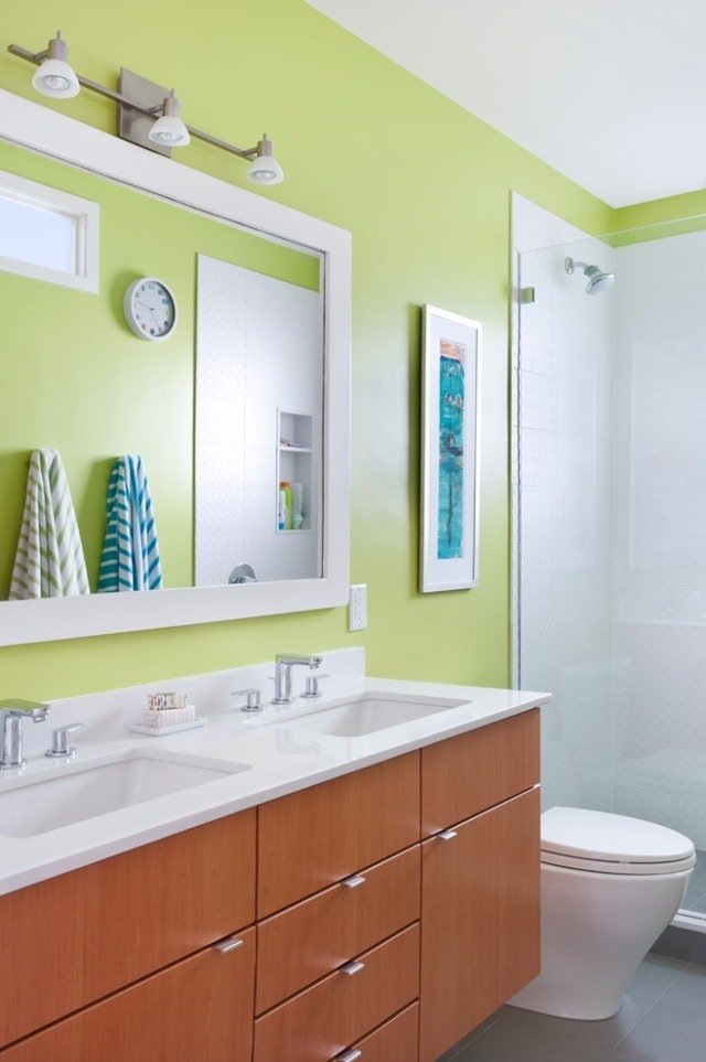färg i badrummet-grön-vattenavvisande-dubbel handfat