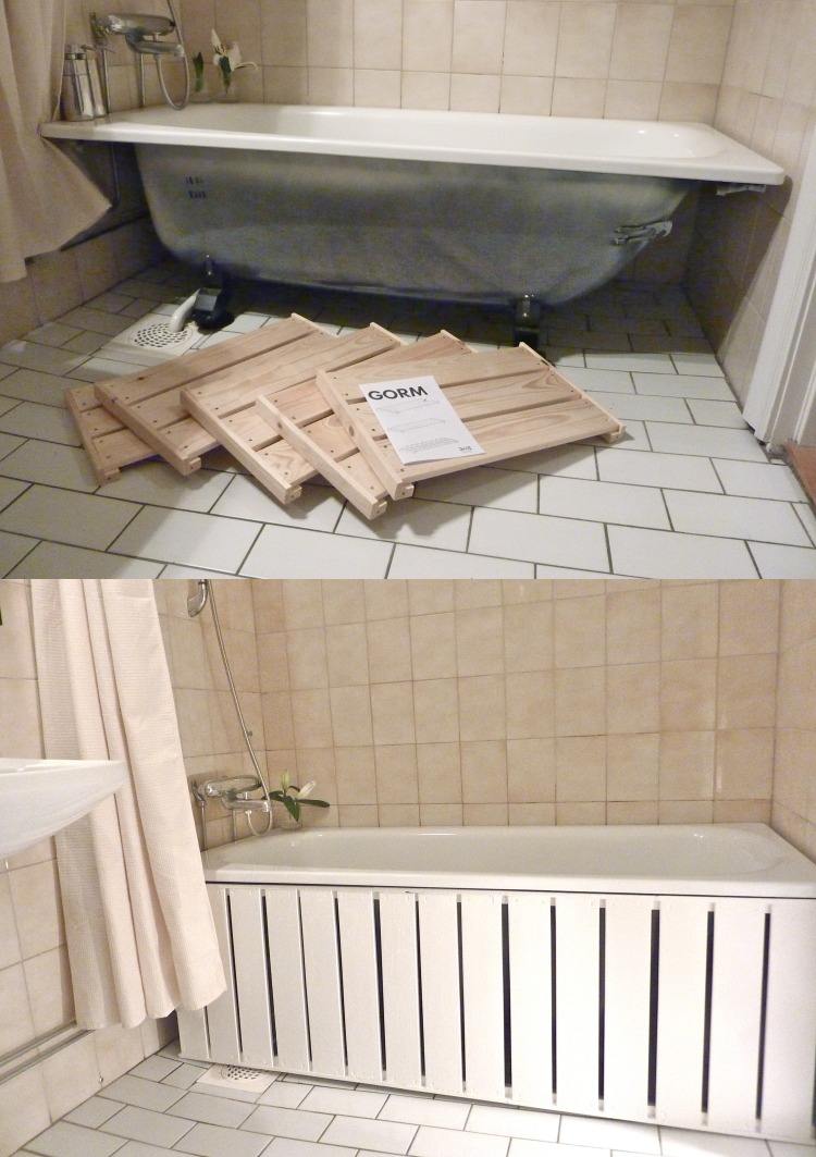 Badkar-vägg-i-hylla-instruktioner-vita kakel-duschdraperi