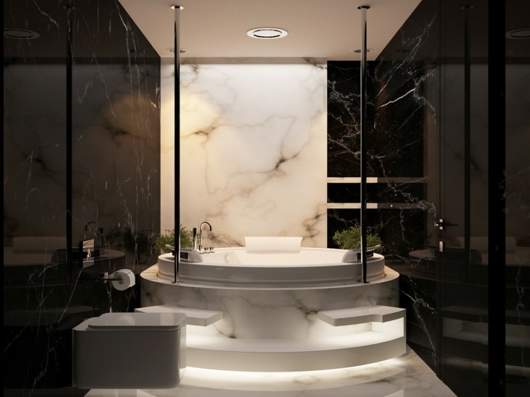 marmor svart vit badrum design elegant modern lyx