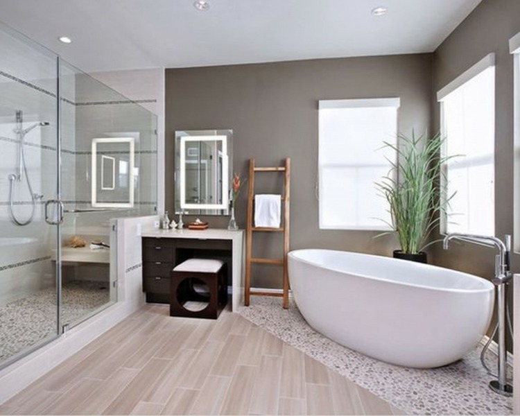 minimalistisk design badrum badkar duschrum toalettbord