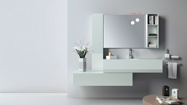 minimalistisk fåfänga med hängande spegel