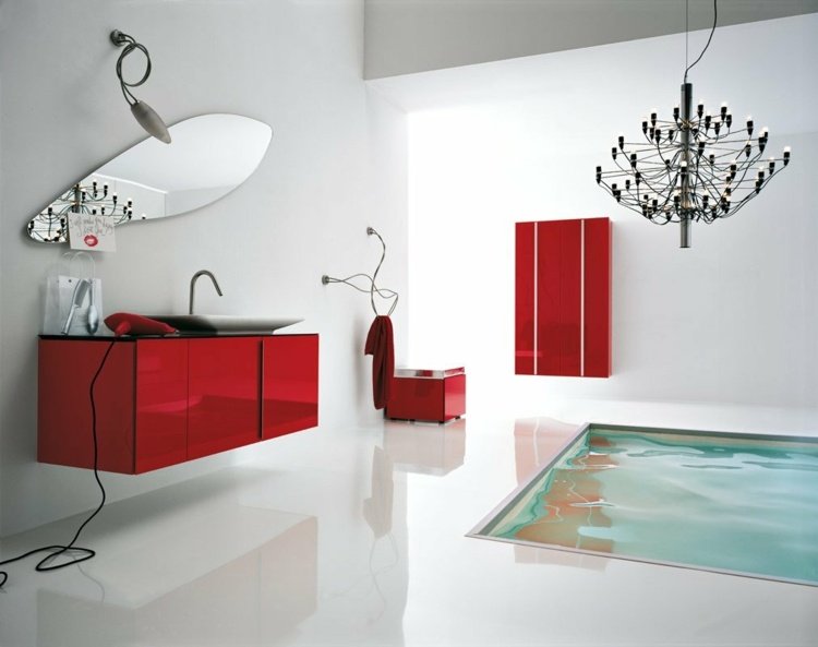 Badrumsidéer badrumsmöbler idéer garderob röd spegel