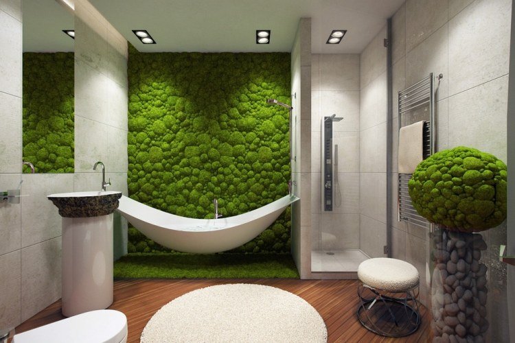 badrum-vertikal-trädgård-mossa-hängande-badkar