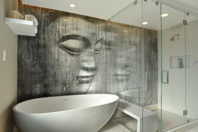 Badrumsidéer för små badrum Buddha-Feng Shui-möblering-Caisson-studior