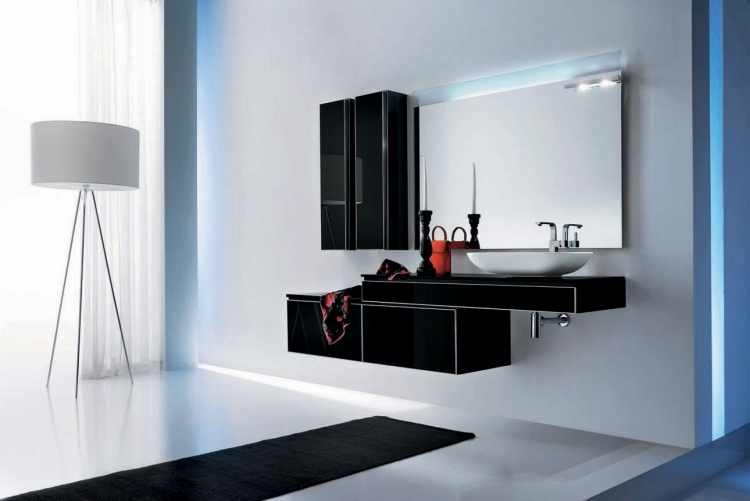 badrum-idéer-moderna-badrum-elegant-svart-vit-bänk tvättställ