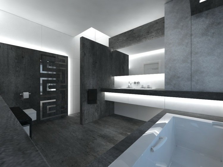 badrum svart vit minimalistiskt grått silver