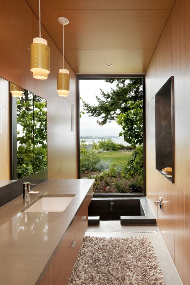 Badrum bänkskiva keramisk matta bubbelpool hängande ljus-coates Design-Architects-Seattle