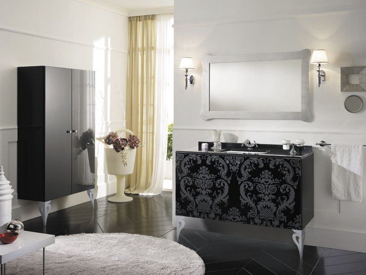 badrumsmöbler-barockstil-glamour-svart-silver-högglanslack