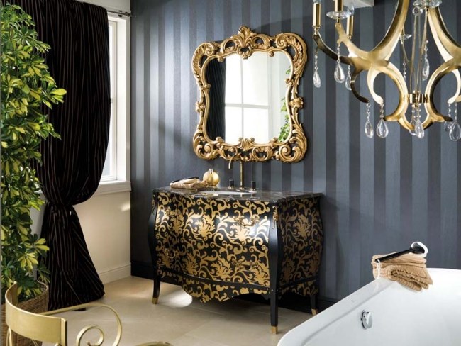 Platon guld svart klassiska badrumsmöbler spegelram