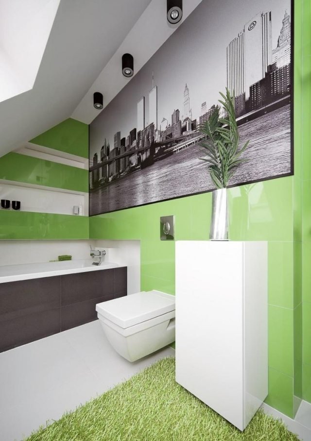badrum-modern-design-idéer-vit-grön takhöjd