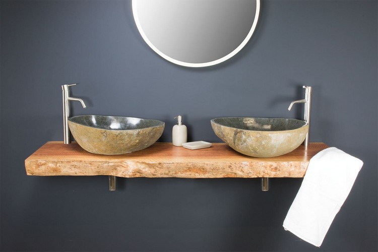 Tips för att inreda badrummet på ett rustikt sätt Vanity top bänkskiva handfat natursten