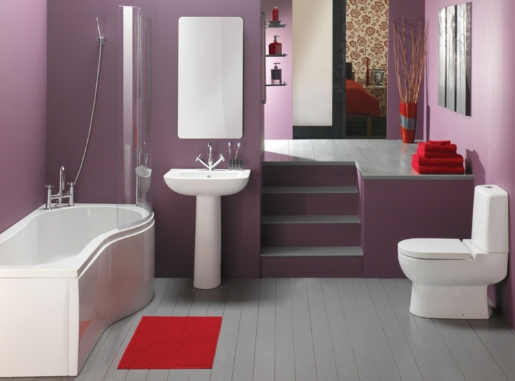 måla idé lila rosa badkar dusch moderna badrum trappor