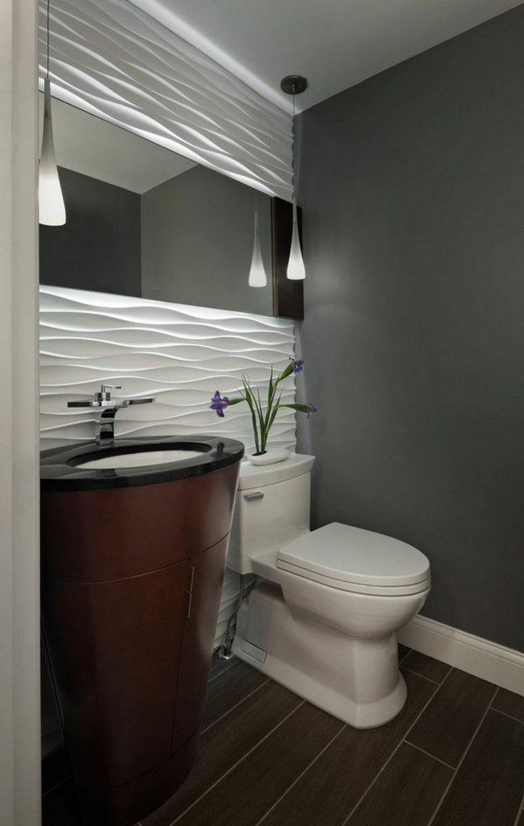 måla badrum 3d design grå vägg design modernt handfat
