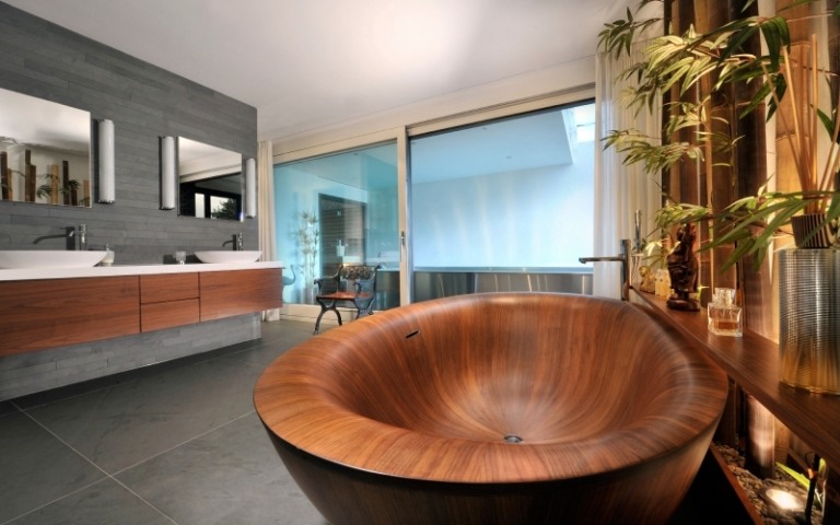 Badrumsmöbler av trä, modern-halvcirkel-minimalistisk