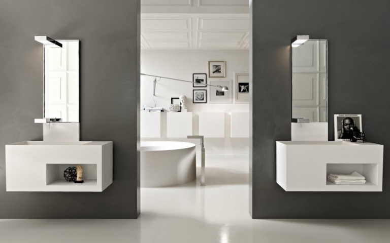 Badrumsmöbler i vitt underskåp-modern-minimalistisk