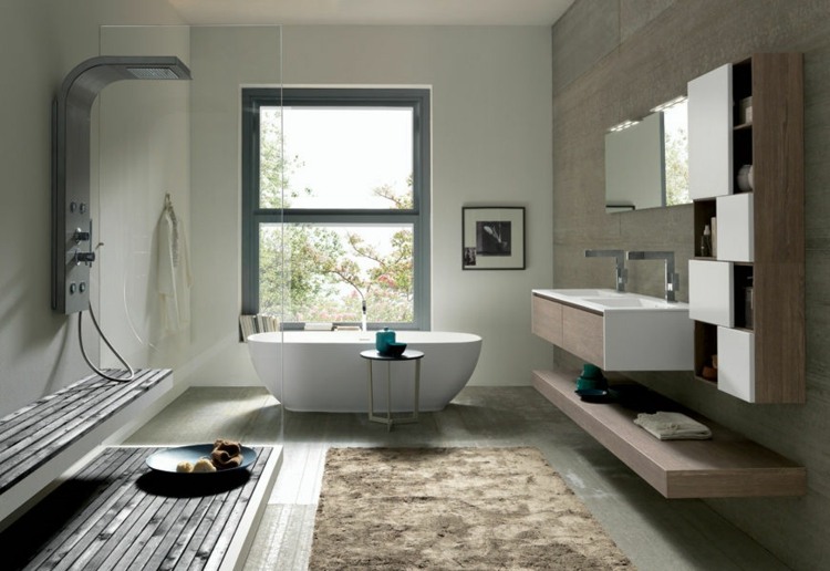 Badrumsskåp fåfänga fristående badkar design