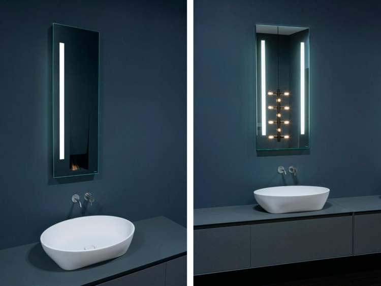 vertikal lång badrumsspegel coola idéer minimalistisk inredning