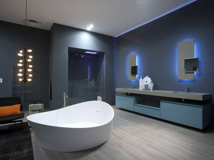 moderna badrumsspeglar integrerade belysningsidéer