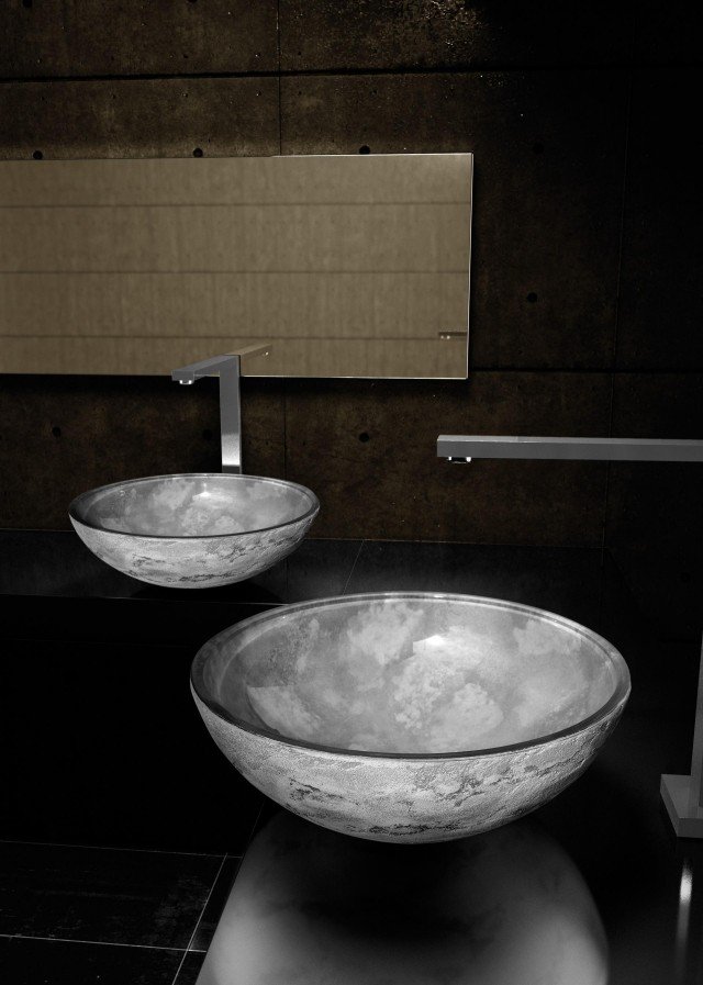 Bänkskiva-handfat-runt-modernt-Luna-grått-glas-design-srl