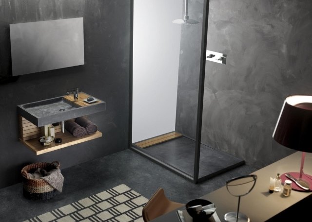 Modernt designerhandfat natursten-trä-hylla-Verona-badkar