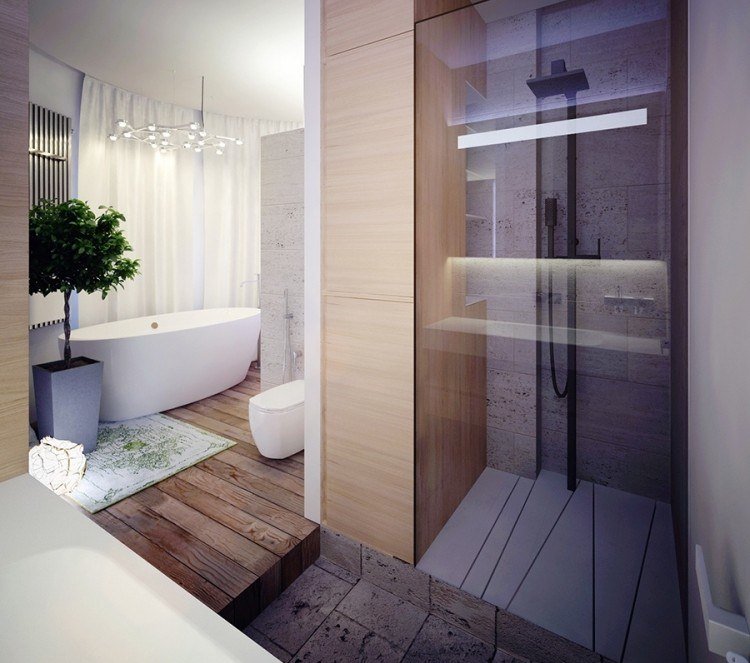 Badrumsmöbler av trä-dusch-duschkabin-kiev-lägenhet-skiljevägg