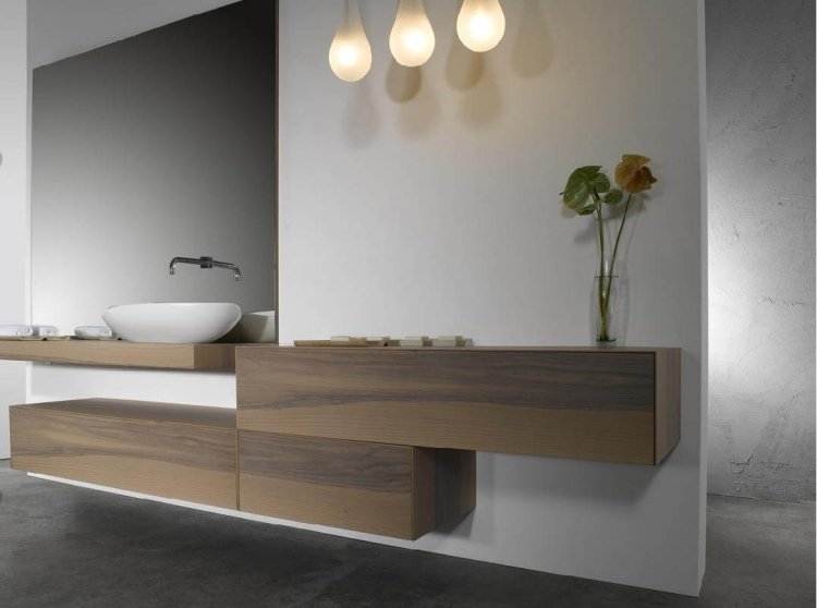 badrum-möbler-trä-förskjutet-fyrkantigt-tvätt-skåp-spegel-väggfäste-