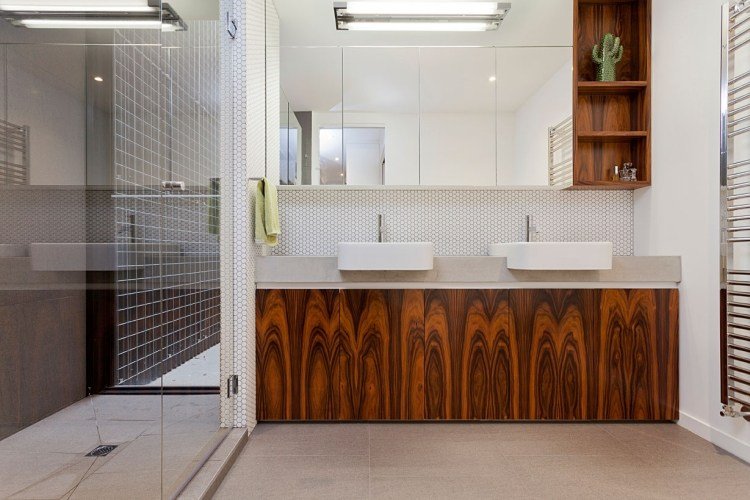 Badrumsmöbler av trä - plywood - vanligt - spegelskåp - bikakeplattor